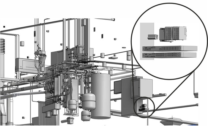 Detailed view of our MICROSENS switches in a MEP planning