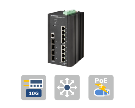 Microsens MS657408PMX Switch POE+ 8x1G POE+ 4SFP+ 10G