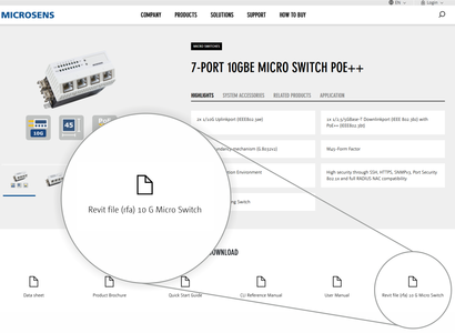 Revit files (rfa) in download area of the product