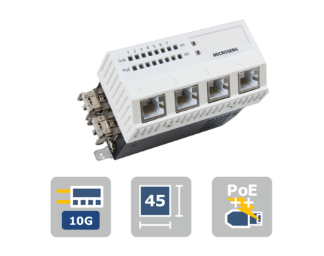 MICROSENS - 7-Port 10Gbe Micro Switch PoE++